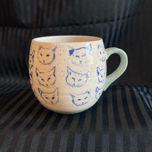 Anthropologie Blue Cat Mug